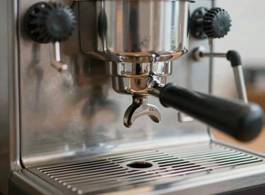 Detail of a modern stainless steel coffee sorting machine, reflecting a blend of tradition and technology.