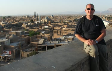 The author, overlooking Yadz in Iran