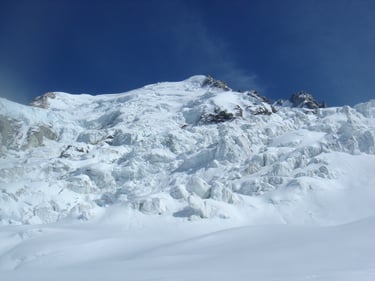 Mont Blanc con esquís, 4.810m. Glaciar Bossons