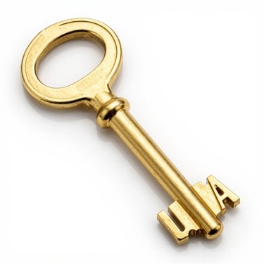 Elegant golden key resting on a navy blue velvet cushion symbolizing premium property access