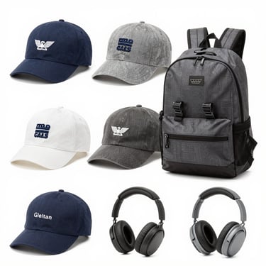 Blue and white online store homepage showcasing neatly arranged product categories with icons