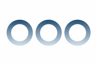 Minimalist digital art showing three perfectly aligned circles in shades of #DDE4E9, representing synchronization and unified data environments.