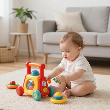 Children happily playing a board game around a small table.