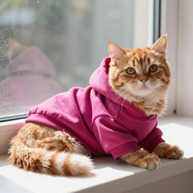 Gato cafe con sudadera rosa