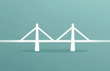 A symbolic image of a bridge made of light connecting two points, representing the connection between therapist and patient. Soft teal #5DA399 colors, minimalist and professional style.
