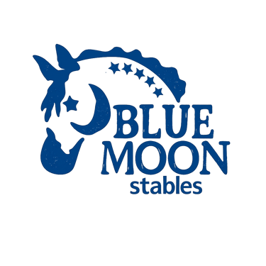 Blue moon stables, horse riding lessons logo