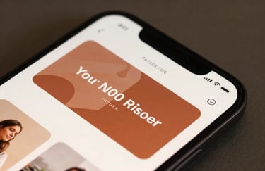 A close-up of a modern smartphone displaying a sleek, mobile-responsive website layout with terracotta and cream accents.