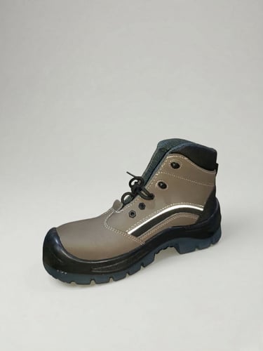 Bota de cuero café con cordones, calzado casual resistente