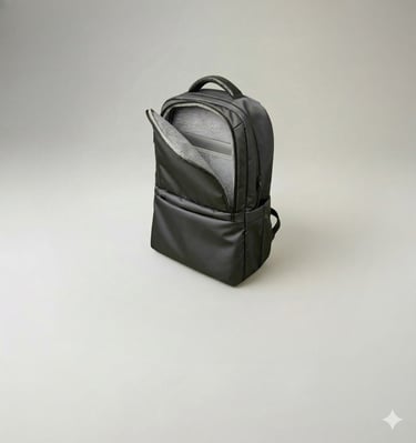 Mochila ejecutiva gris estructurada con compartimento para laptop y cuadernos