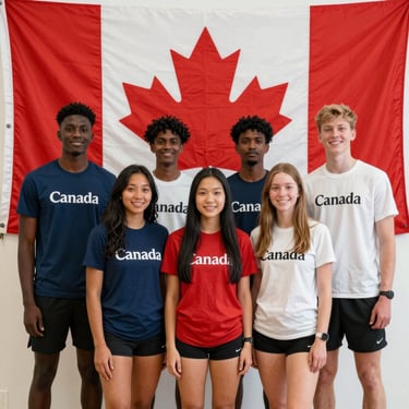 A male runner starting a race on a track.