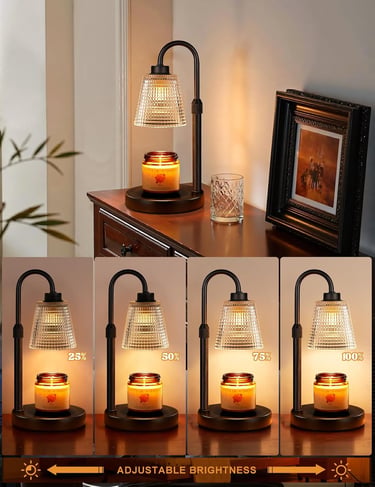 Cozy bedroom with Innqoo Candle Warmer Lamp creating warm ambient lighting