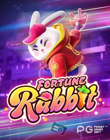 Banner promocional do Jogo do Coelhinho – Fortune Rabbit da PG Soft com coelho dourado da sorte
