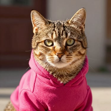 Gato con sudadera rosa