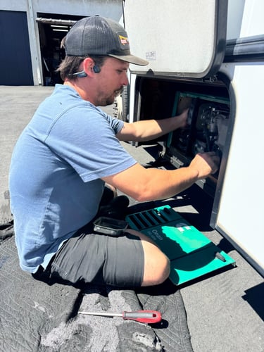 Joey Pactwa servicing an RV generator in Orange County, CA