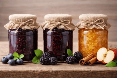 Mermeladas de arandano, zarzamora y manzana hechas artesanalmente con fruta de temporada