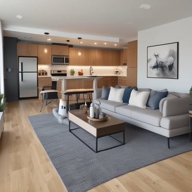 Elegant office space with luxury vinyl flooring and contemporary furniture.