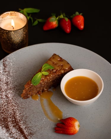 Plated dessert photography for restaurant menu, Dubai