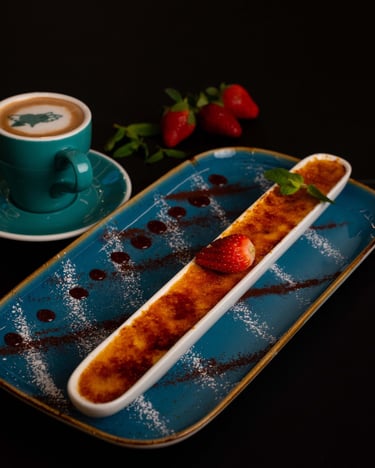 Plated dessert photography for restaurant menu, Dubai