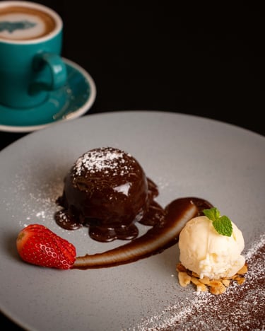 Plated dessert photography for restaurant menu, Dubai