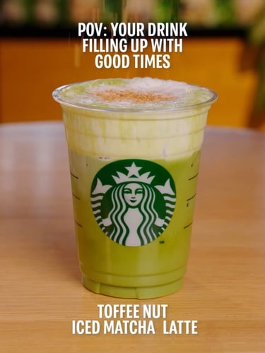 toffee nut iced matcha latte , F&B brand Content photography