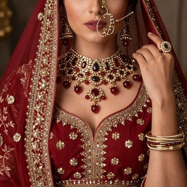 Traditional Gold Bridal Jewelry Set with Red Ruby Stones and Kundan Work - Sana Fashion House
