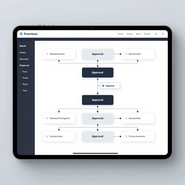Minimalist abstract art symbolizing smooth business process automation in taupe and charcoal.