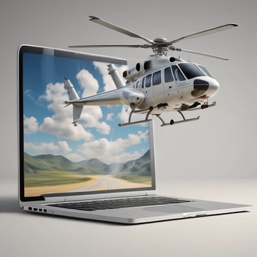 A cozy workspace with a laptop, notebook, and coffee cup surrounded by aviation and sports memorabilia.