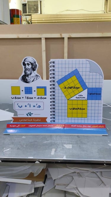 مجسم تعليمي لنظرية فيثاغورس مصنوع بالكامل من مادة الفلين المتينة