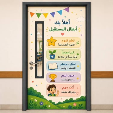 صورة لخدمة تركيب أستكرات أبواب الفصول المدرسية بتصميم تعليمي في الرياض