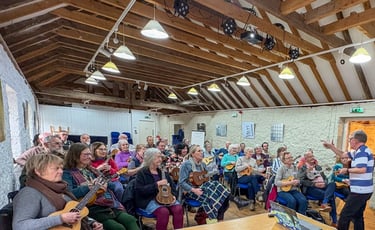 Finlay Allison ukulele class at Cromarty 2025