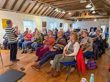 Finlay Allison ukulele class at Cromarty 2025
