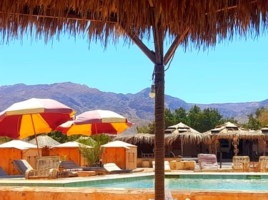 The mountains of the Sinai desert seen from the swimming pool