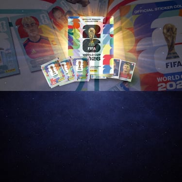 Official FIFA World Cup 2026 sticker album and Panini trading card packs featuring global soccer stars.