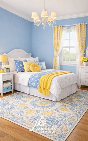 Girls' room in blue and yellow