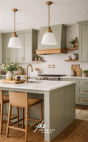 Soft Green Kitchen Cabinets