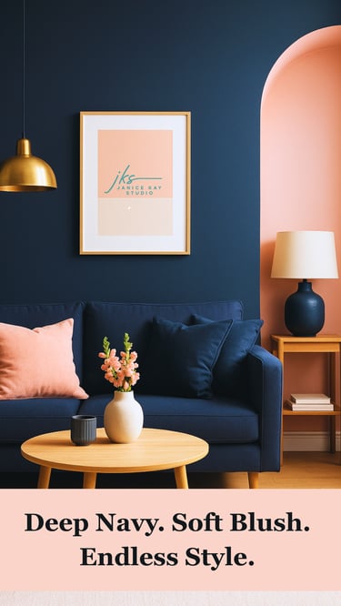 living room in deep navy blue