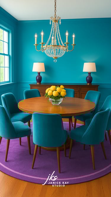 Bold Teal Dining Room