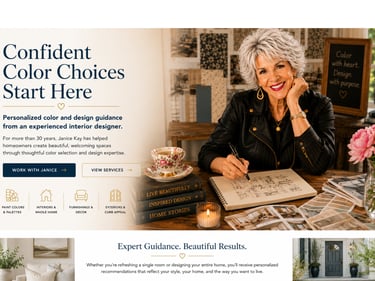 Interior designer Janice Kay offering professional color consulting and home design services.