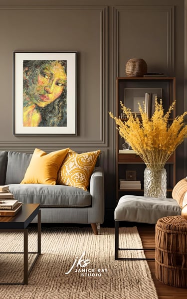 Moody Greige Living Room