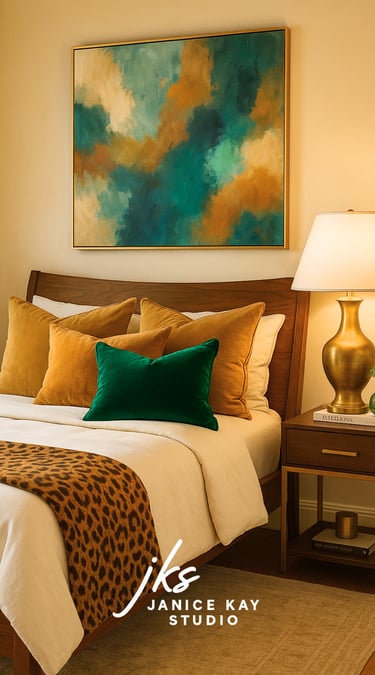 Earthy Luxe Bedroom by Janice Kay Studio