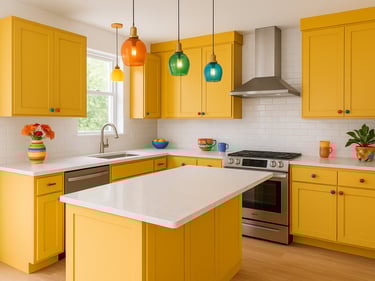 bold yellow kitchen cabinets