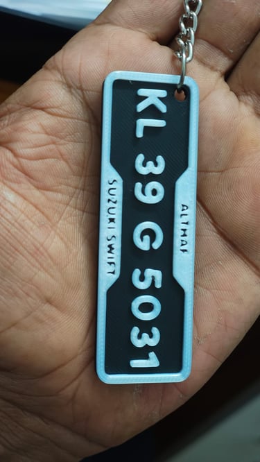 custom 3d printed vehicle number keychains