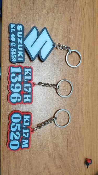 custom 3d printed vehicle number keychains