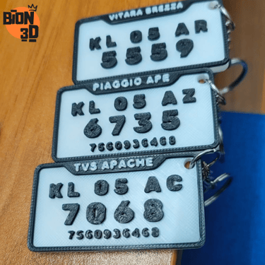 custom 3d printed vehicle number keychains
