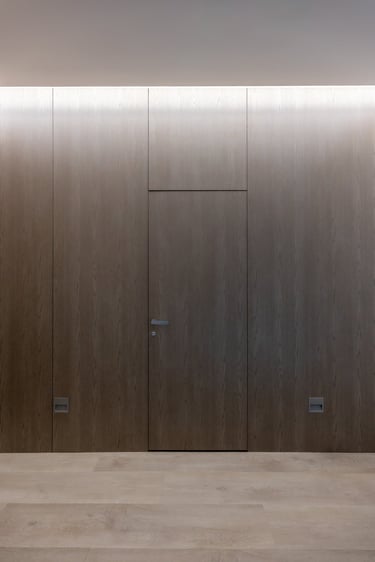 baldų gamyba sienos dengiamos plokšte, nematomos durys