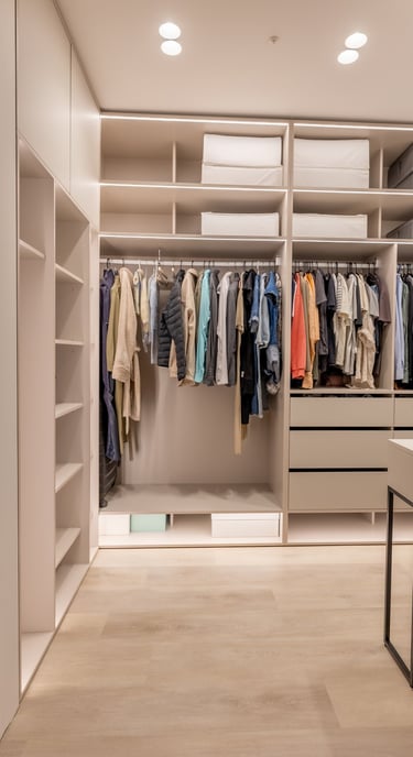 baldų gamyba drabužinė su led apšvietimu