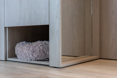 Baldų gamyba. Šuns guolis balde