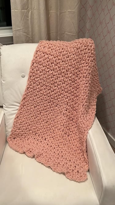 Jasmine Stitch Rose Pink Baby Blanket
