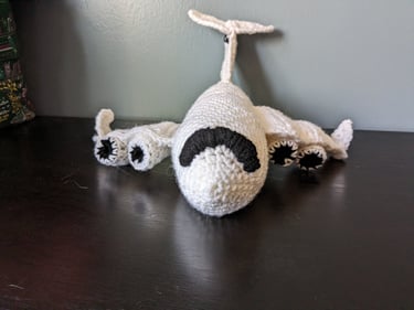 Front of a crochet airplane