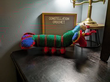 Side Profile of Mantis Shrimp in Green, Red, Blue, Yellow and Aqua colors